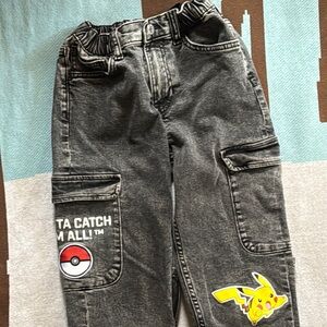 Boys H&M Motif-Detail Cargo Pants with Pikachu Design
